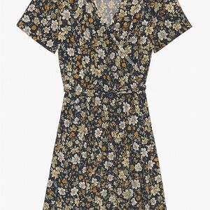 Mikarose Floral Midi Dress in Navy and Gold